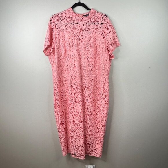NWT Missguided cap sleeve pink lace midi dress size 20 - Picture 3 of 11